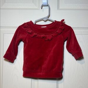 First Impressions Baby Long Sleeve Velvet Red Shirt with Ruffles Size 3-6 Months